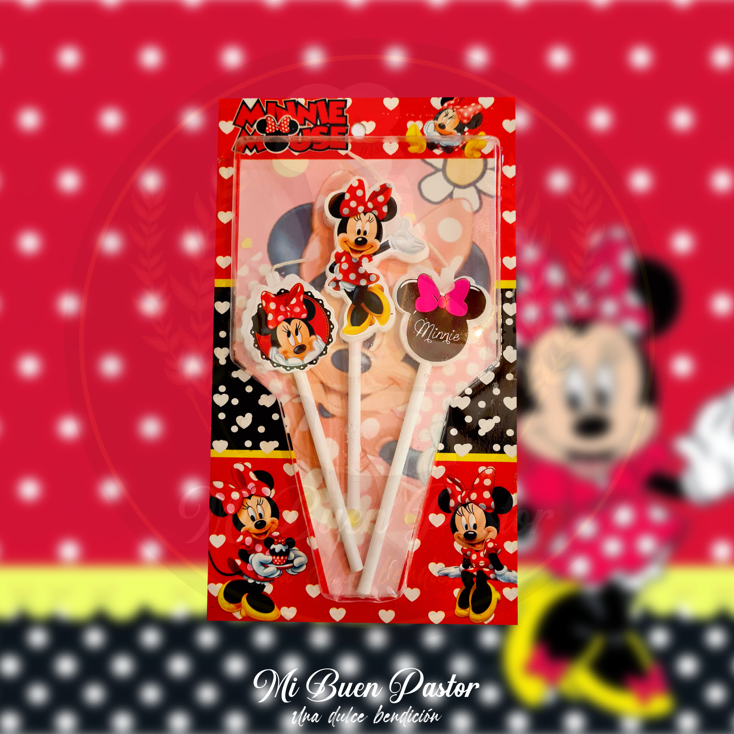 Vela de minnie mouse en rojo